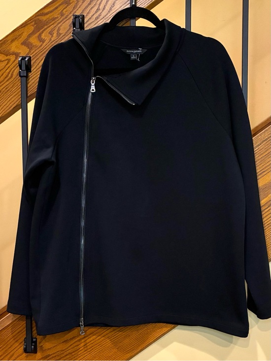 Banana Republic Jackets & Blazers - banana republic Jacket Asymmetrical Mock Neck 2way Zip Black SZ. Large NWOT